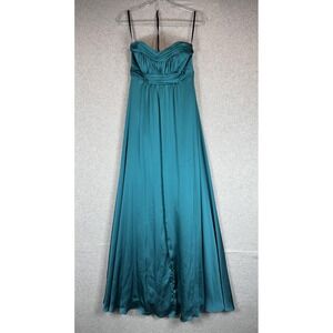 Vineyard Collection Dress Womens 6 Teal Blue Formal Strapless Maxi Gown Evening